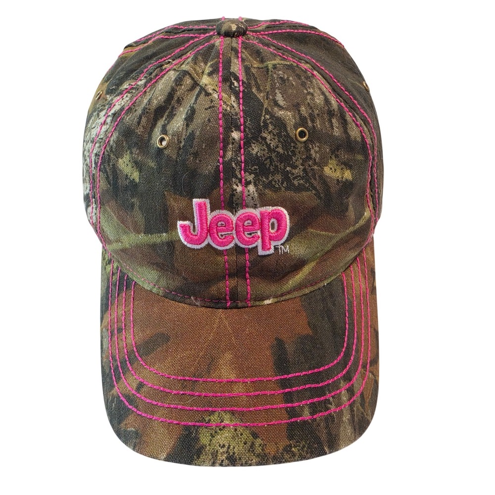 Jeep Womens Camouflage Baseball Hat Pink Logo Embroidery Adjustable Camo Cap